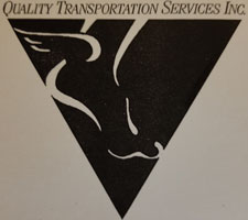 Quality Transportation Services old logo with a winged foot
